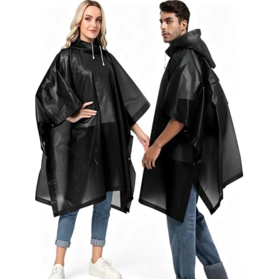 Emergency Poncho Rain - 2-Pack Reusable Rain Ponchos for Adults,