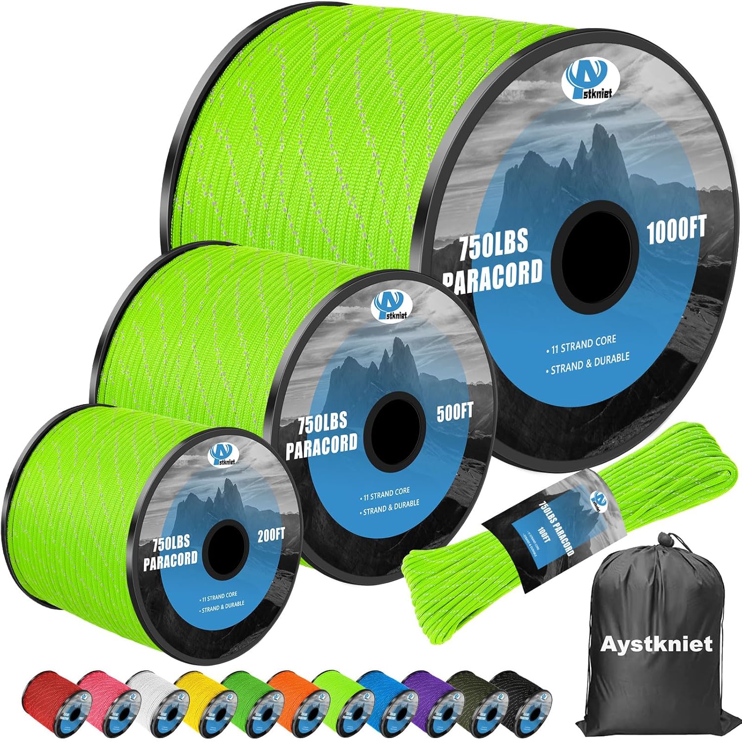 750lb Reflective Paracord Rope - Para Cord 1000Ft incelemesi ve fiyatı