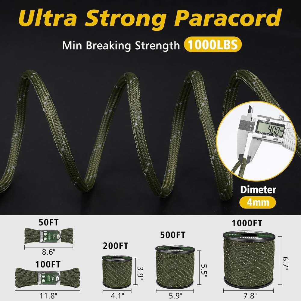 Reflective Paracord 1000lb, 50 - Para Cord 1000Ft incelemesi ve fiyatı