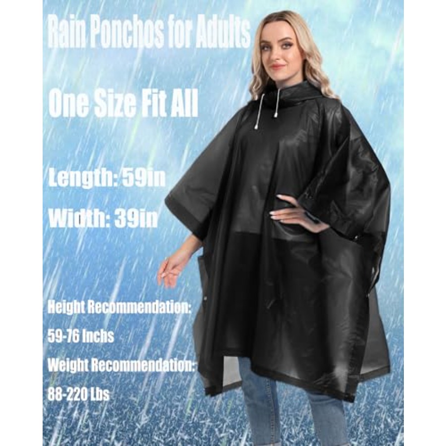 2-Pack Reusable Rain Ponchos f - Emergency Poncho Rain incelemesi ve fiyatı