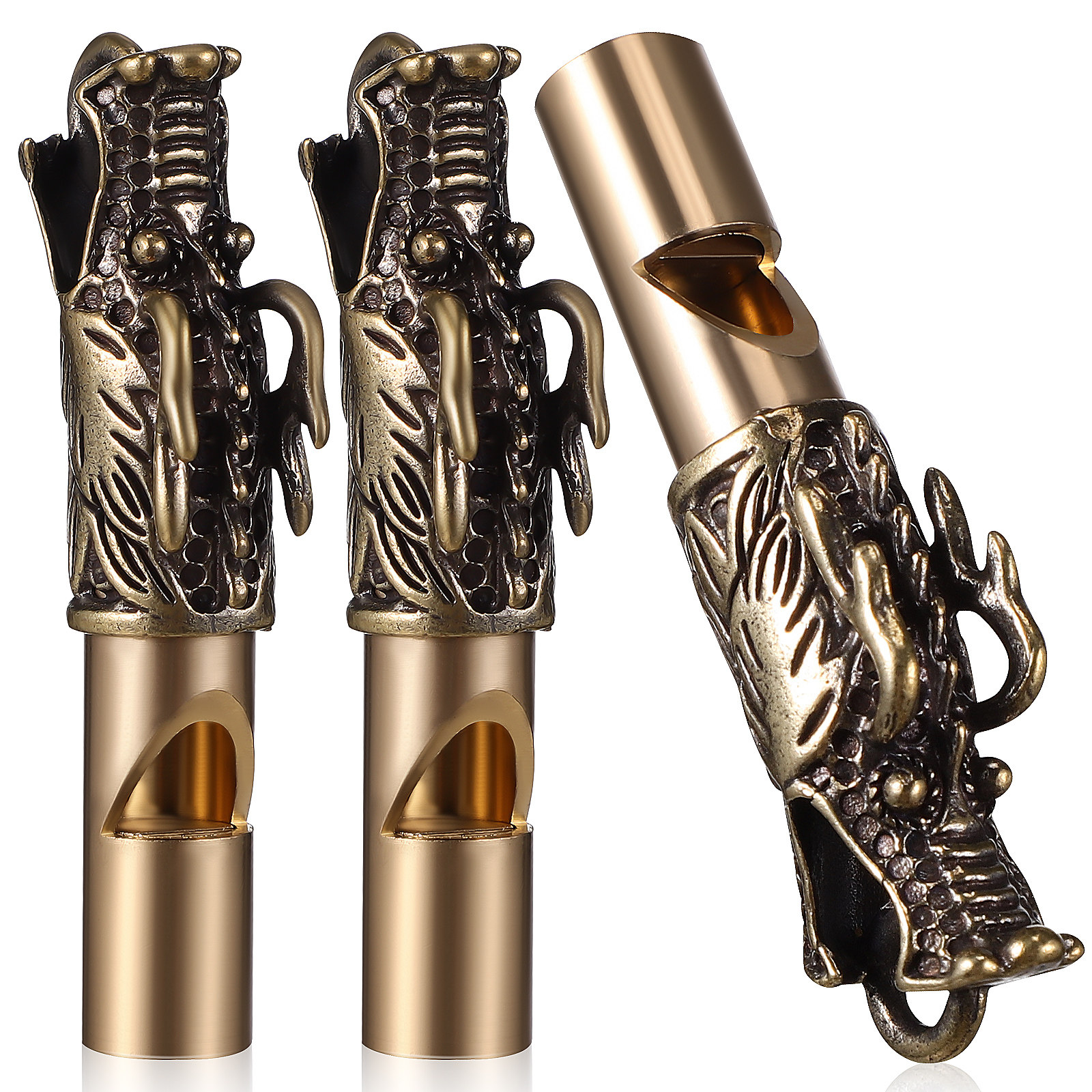 3Pcs Dragon Whistles Brass Ret - Emergency Whistle Loud incelemesi ve fiyatı