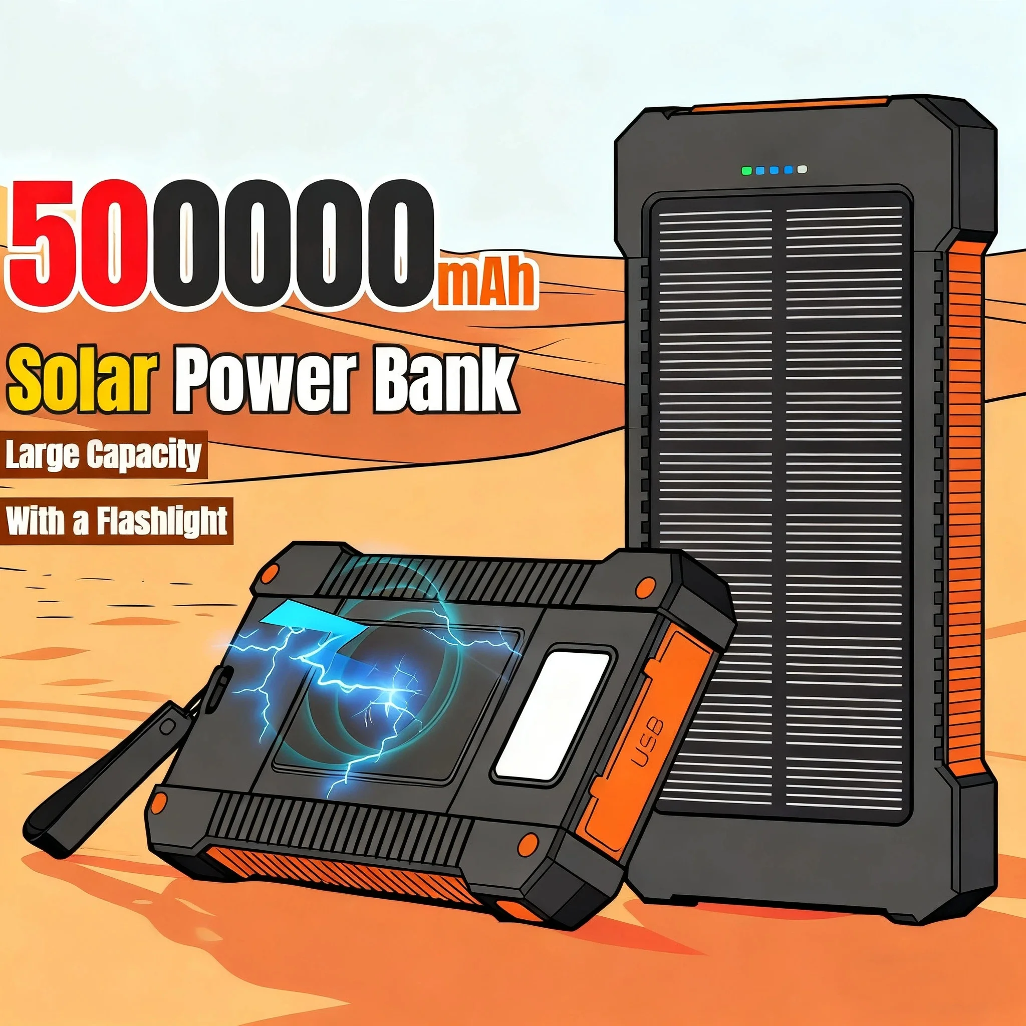 500000mAh Waterproof Outdoor S - Solar Emergency Charger incelemesi ve fiyatı
