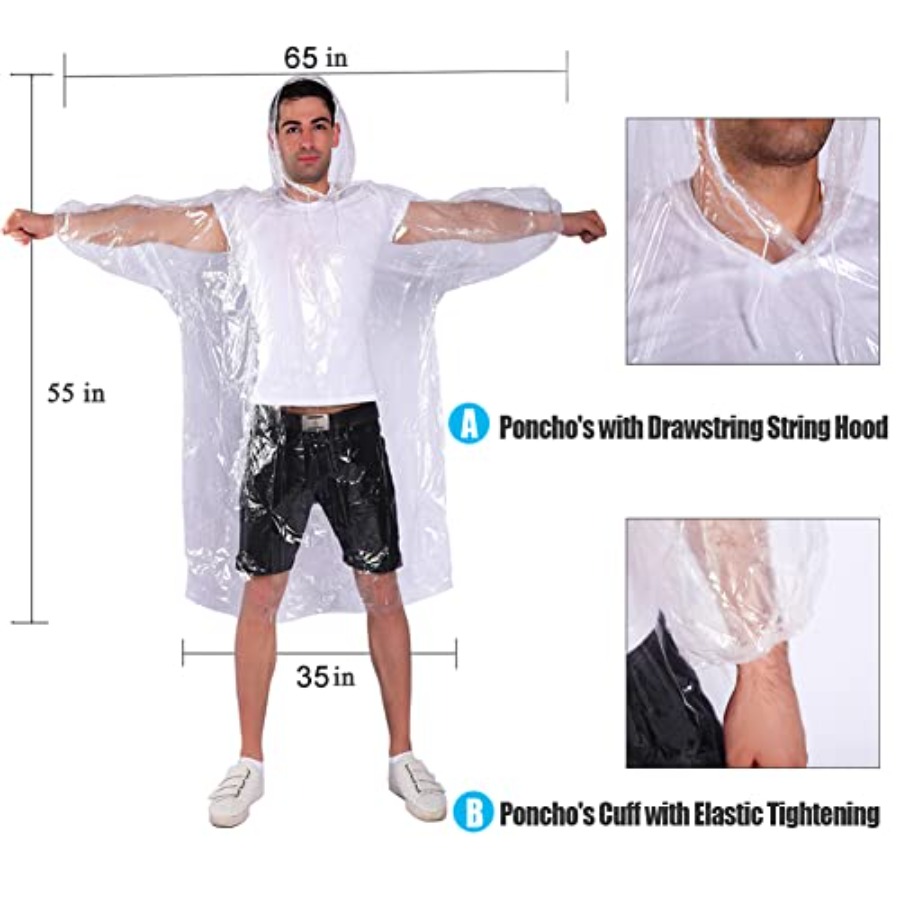 Rain Ponchos, with Drawstring  - Emergency Poncho Rain incelemesi ve fiyatı